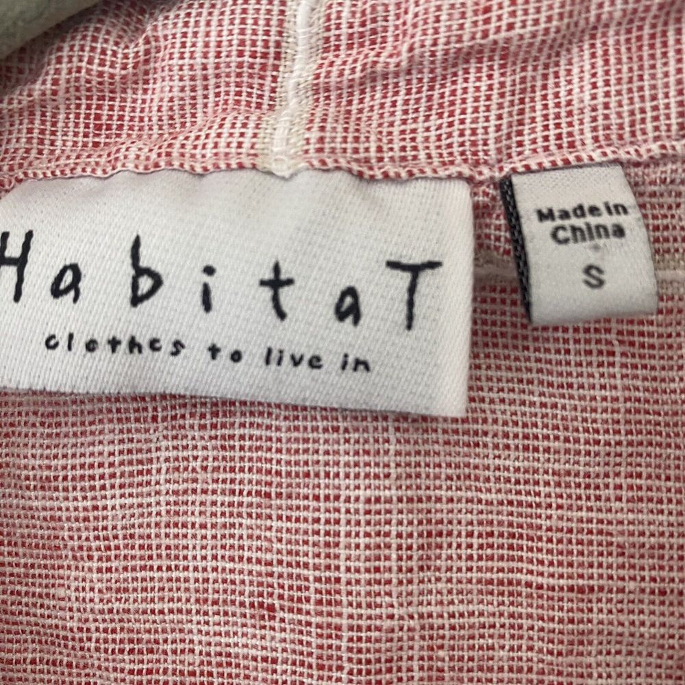 Habitat Shirt Top Size Small Linen Red White Button Front - Picture 4 of 8
